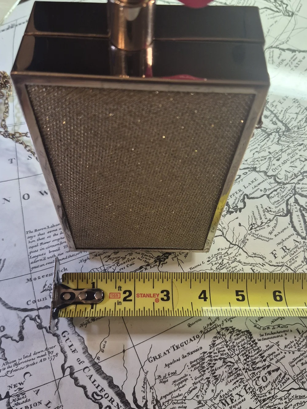 PERFUME BOTTLE CLUTCH WITH CHAIN